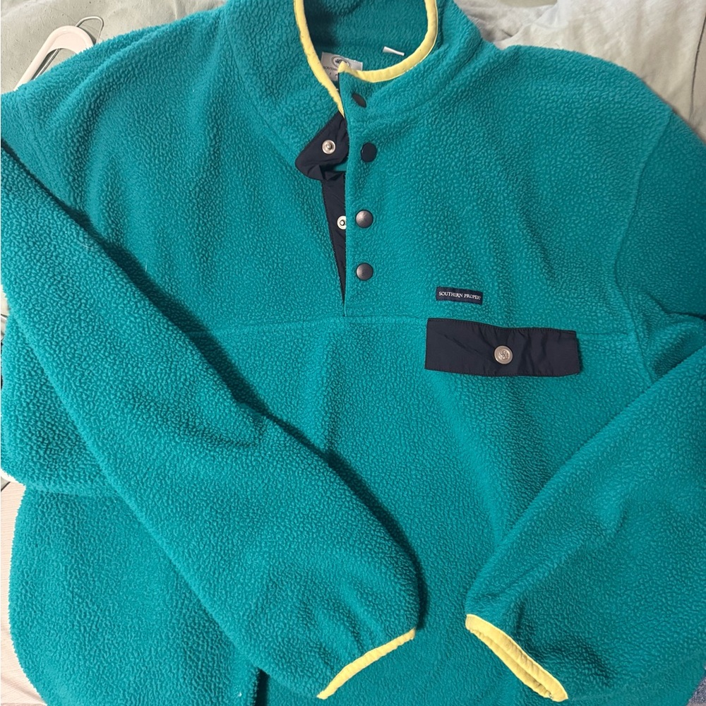 Men’s Southern Proper Teal Pullover with Yellow Trim
